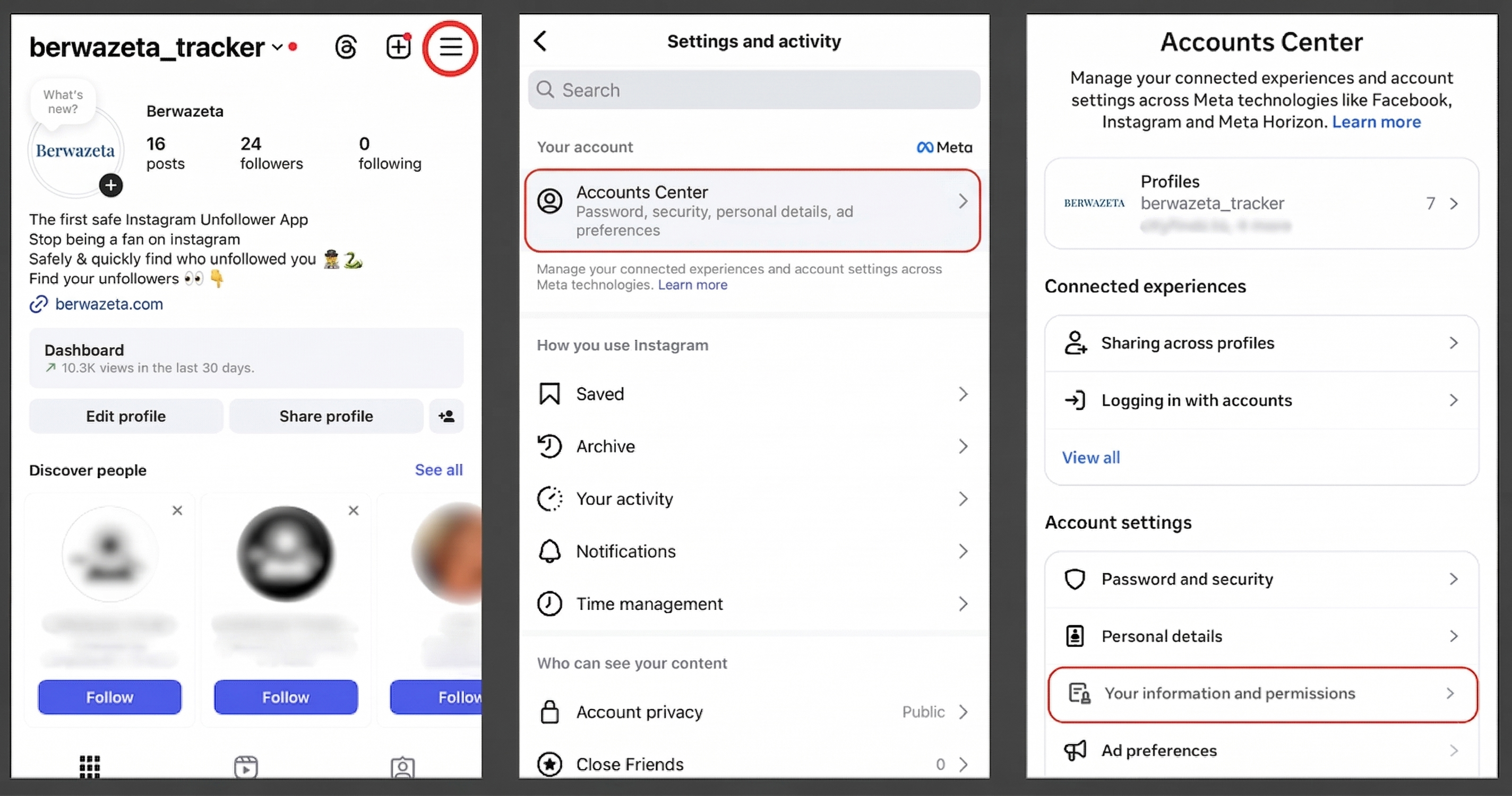 Instagram mobile app steps