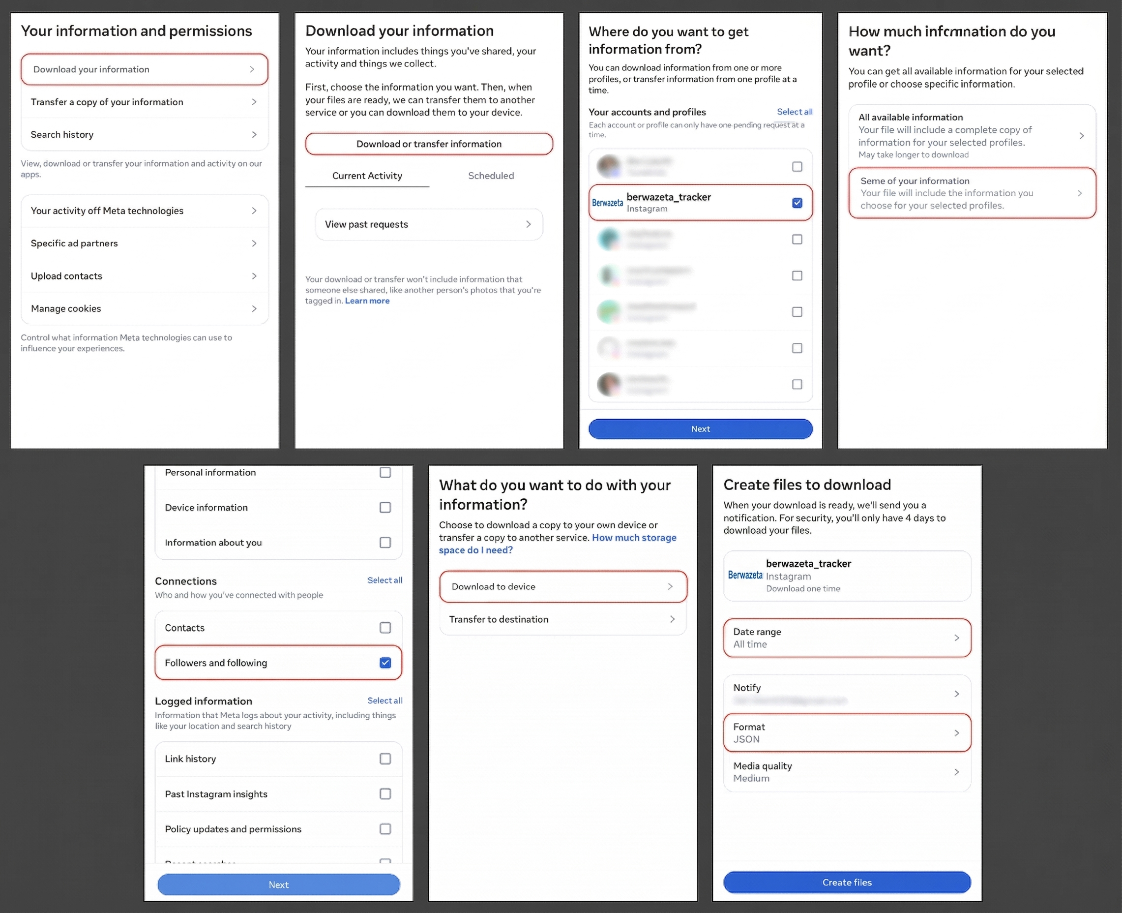 Download your information steps