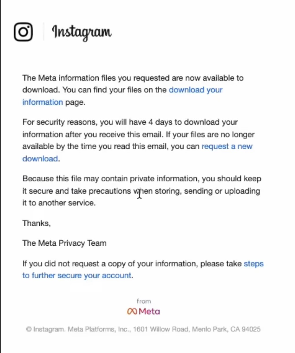 Instagram email example